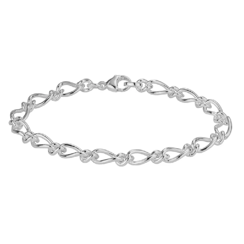 women charm bangle bracelets -Sterling Silver Figaro Link Bracelet