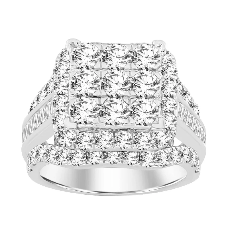 women cocktail statement rings -3ctw Diamond Cluster Ring