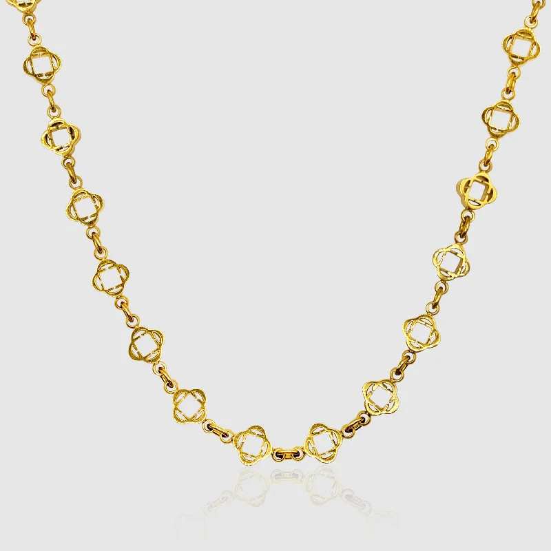 women one-of-a-kind necklaces -Clover Link Necklace (Gold)