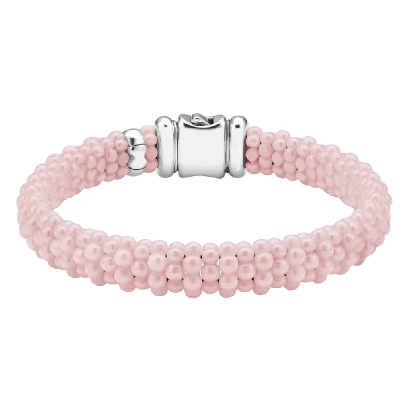 women layered bangles -Lagos Pink Caviar Ceramic Beaded Bracelet, 9mm