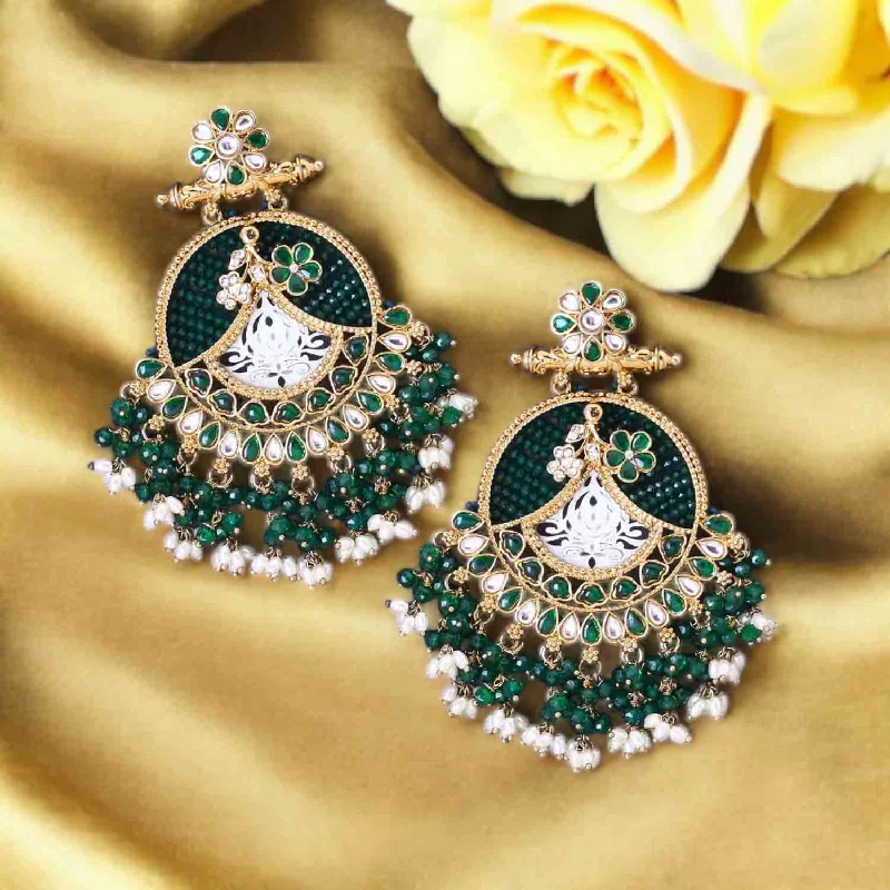 women vintage earrings -Emerald Fareena Chandbalis