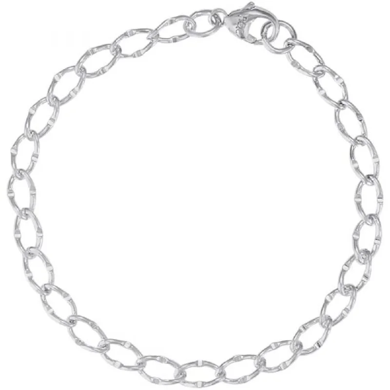 women trendy bangles -Sterling Silver Link Classic Charm Bracelet