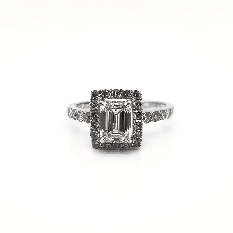 women birthstone rings for women -LILLI 4 Carat Emerald Cut Lab Grown Diamond Engagement Ring Halo  IGI Certified