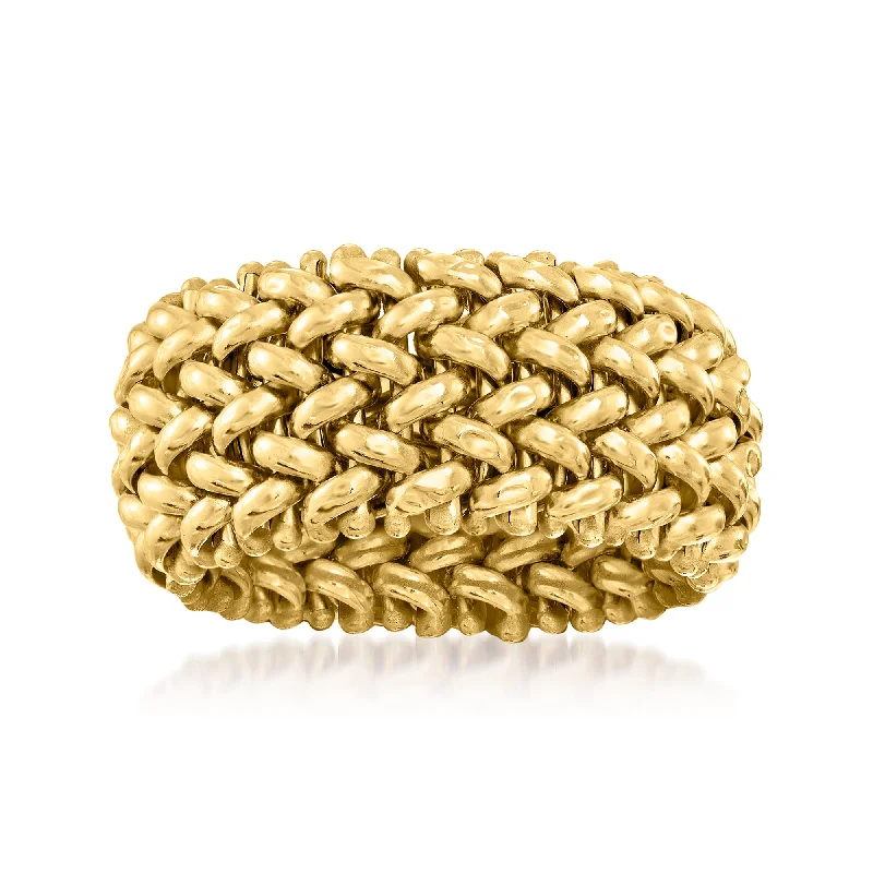 women trendy engagement rings -Ross-Simons Italian 14kt Yellow Gold Beaded Mesh Ring