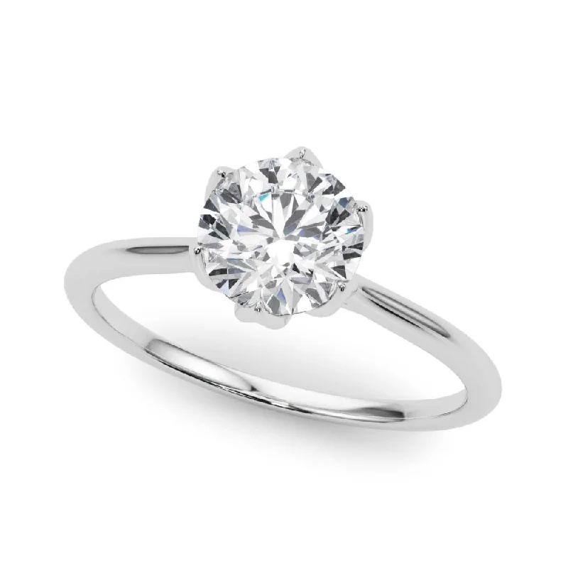 women solitaire engagement rings -Irvine Round Petal Prongs Engagement Ring