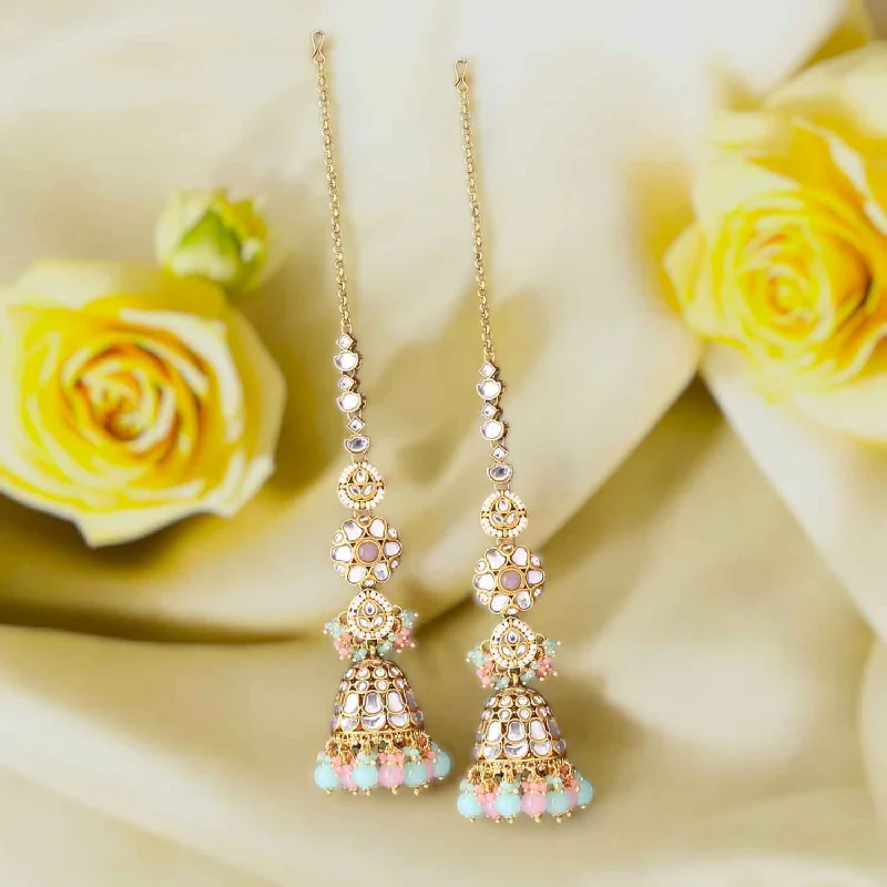 women crystal earrings -Prismatic Aruha Sahara Jhumkis