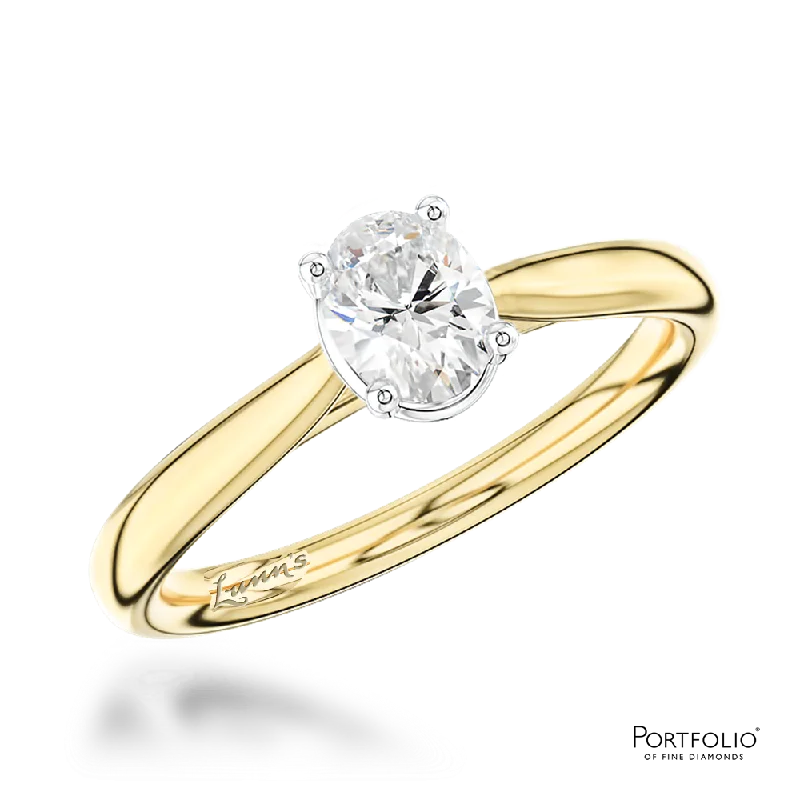 women high-quality rings -Solitaire 0.32ct D VS2 Diamond Yellow Gold/Platinum Ring