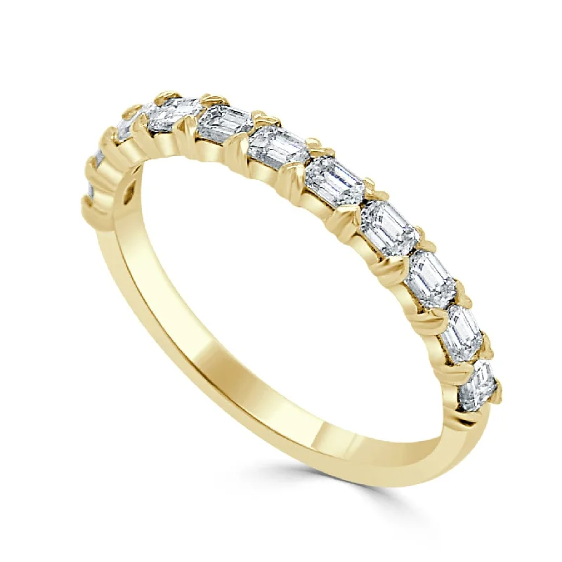 women diamond wedding rings -14k Gold & Emerald-Cut Diamond Stackable Ring