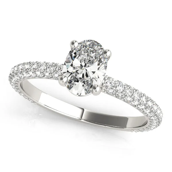 women engagement rings with diamonds -14kt White Gold Oval Cut Pavé Engagement Ring Setting