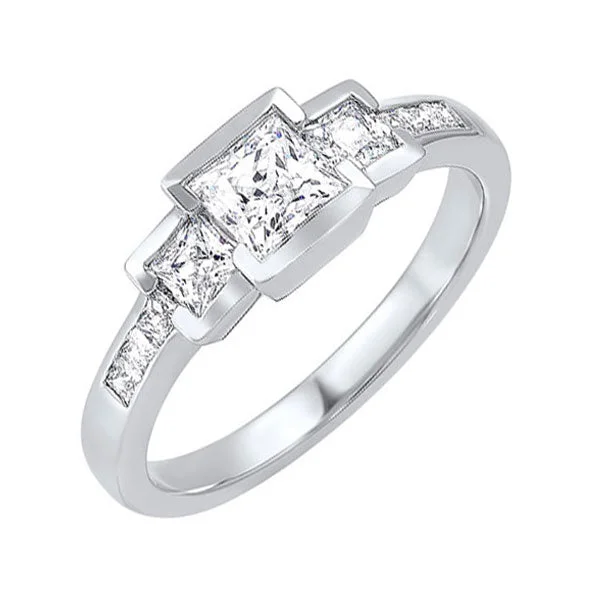 women halo rings -14Kt White Gold Diamond (1/2Ctw) Ring