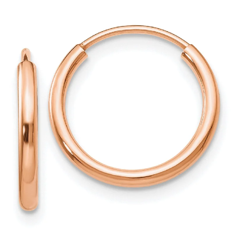 women anniversary earrings -14KT Rose Gold 14X1.5MM Endless Hoop Earrings