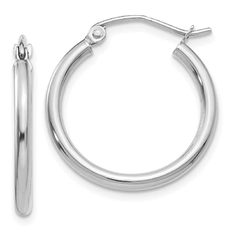 women long earrings -10KT White Gold 16X2MM Hoop Earrings