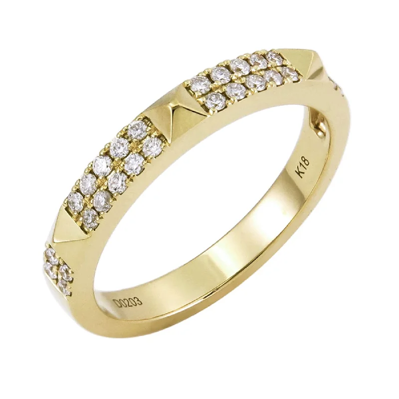 women emerald rings -18k Gold & Diamond Studded Stackable Ring