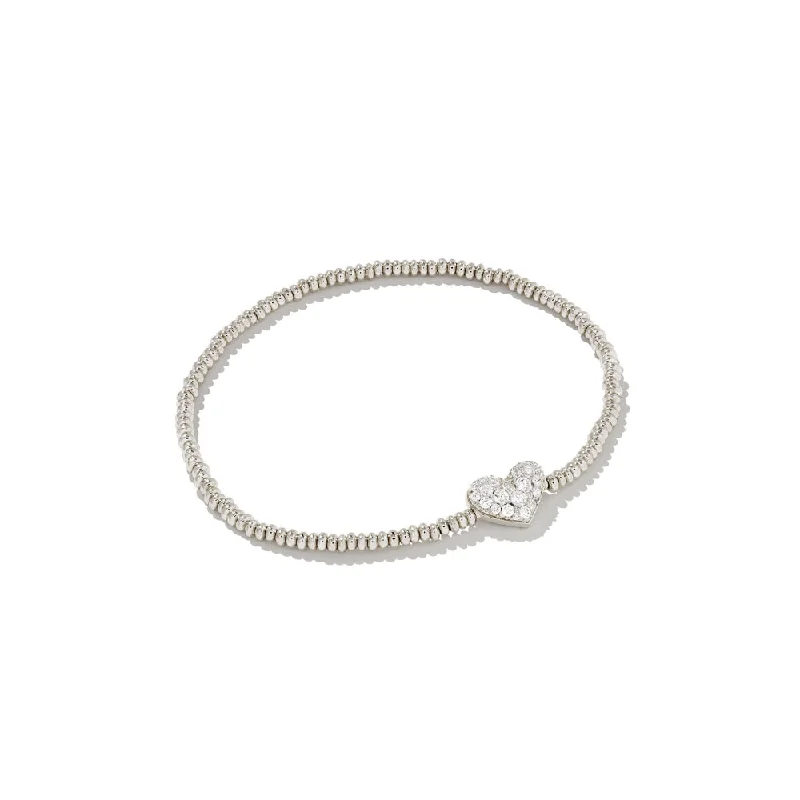 women eco-friendly bracelets -Kendra Scott Ari Pave Heart Stretch Bracelet in White Crystal