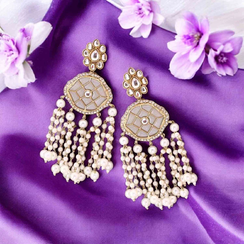 women chic stud earrings -Ivory Radhima Tassels