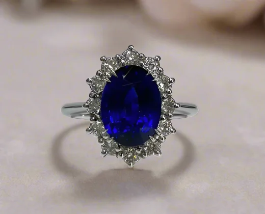 women luxury engagement rings -Dakota 3.02 Carats Sapphire Oval Cut Gemstone Ring in 18k White Gold By Mike Nekta NYC