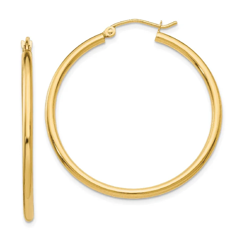 women gold hoop earrings -14KT Yellow Gold 35X2MM Hoop Earrings