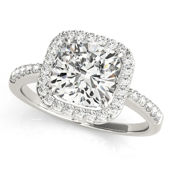 women radiant-cut engagement rings -14kt White Gold Cushion Cut Halo Engagement Ring Setting