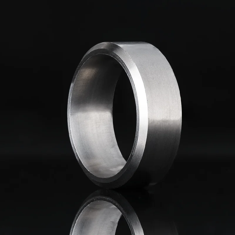 women unique rings -8mm Beveled Titanium Ring