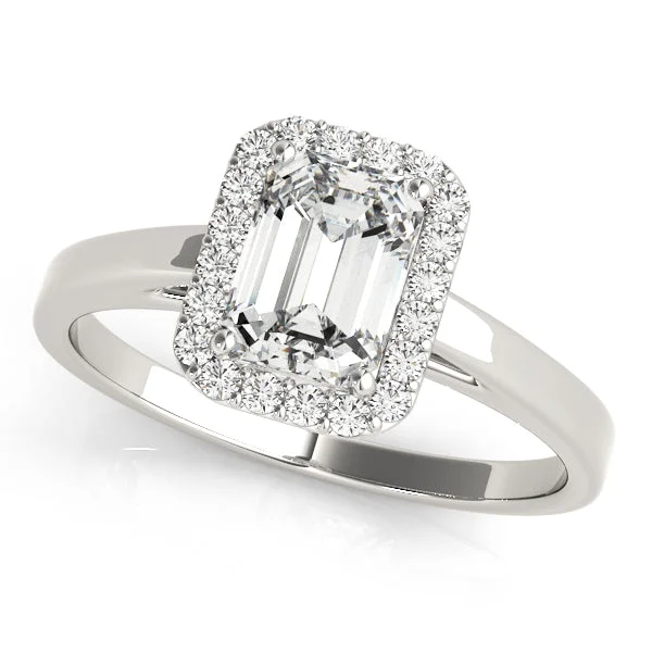 women antique engagement rings -Platinum Emerald Cut Halo Engagement Ring Setting