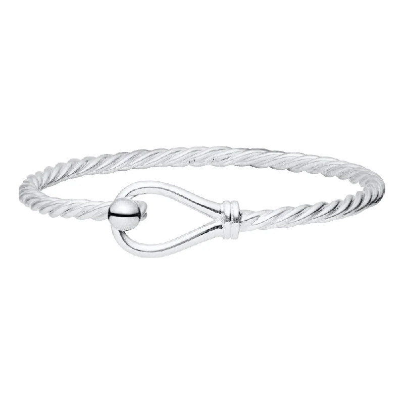 women silver bracelets -Sterling Silver Loop & Ball Twist Bracelet