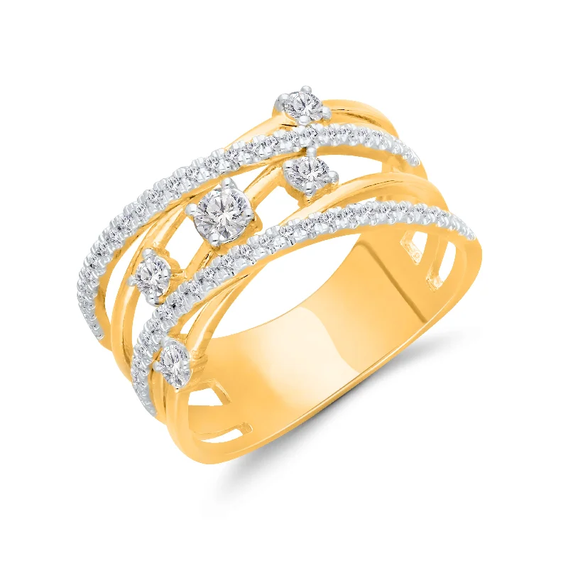 women high-quality rings -Kallati .70ctw Lab Grown Diamond Bridge Ring