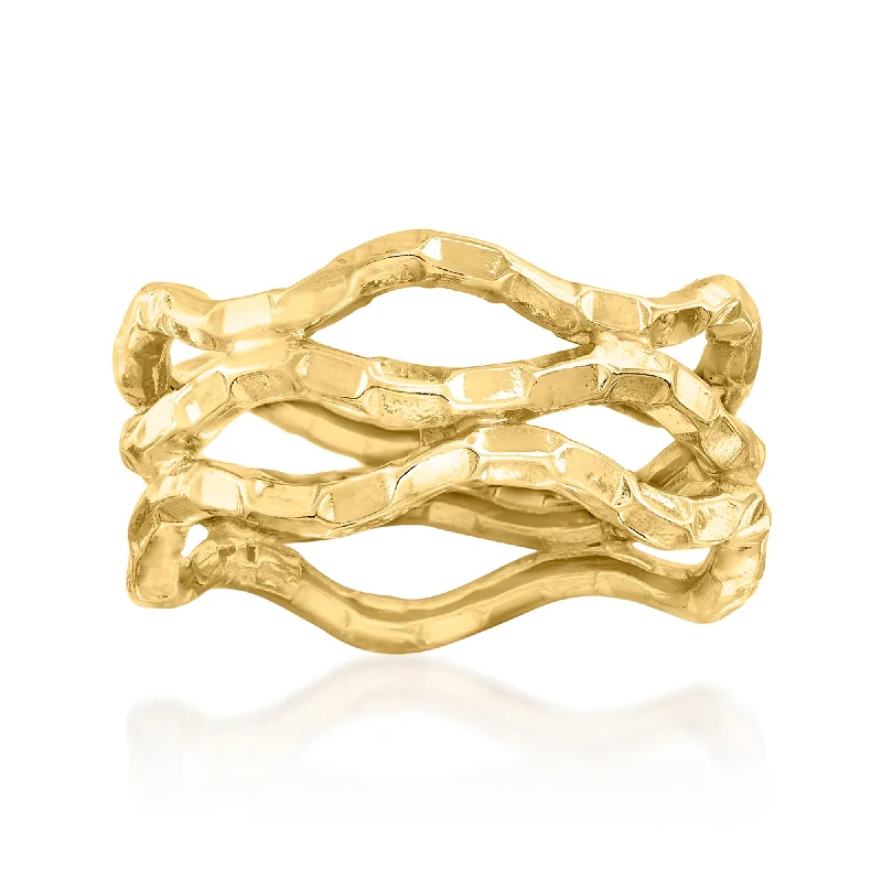 women three-stone engagement rings -Ross-Simons 14kt Yellow Gold Wavy Openwork Ring