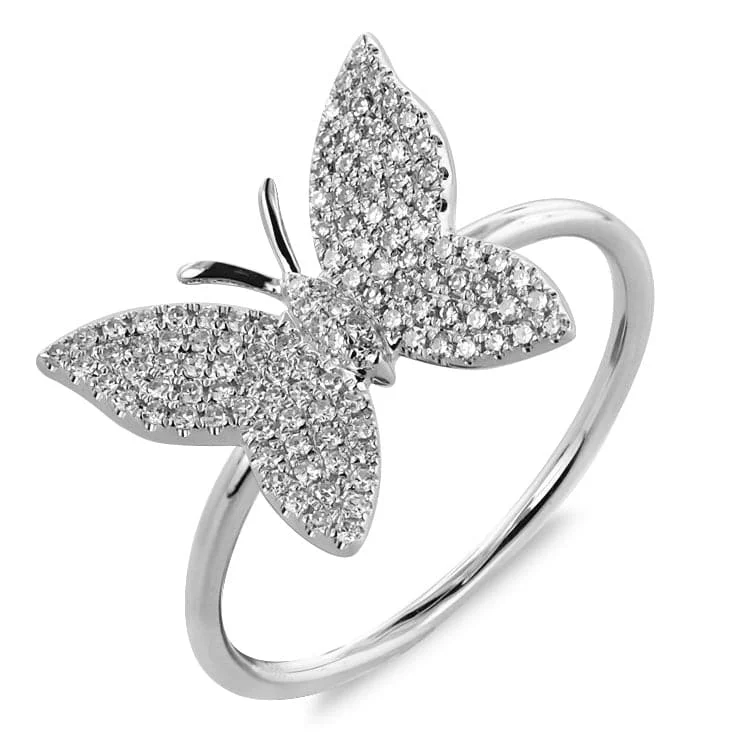 women heart-cut rings -14k Gold & Diamond Butterfly Ring