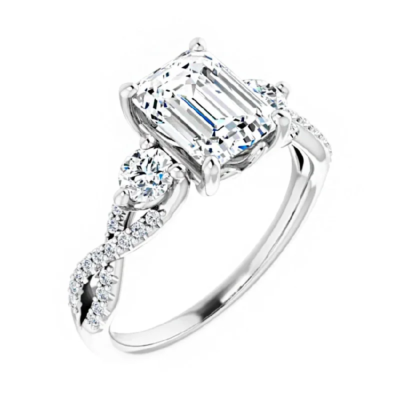 women elegant vintage engagement rings -14K White Gold 8x6 mm Moissanite Engagement Ring