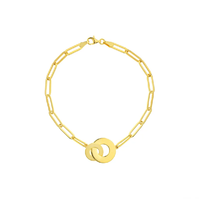 women sleek bracelets -14k Interlocked Disc & Paper Clip Chain Bracelet