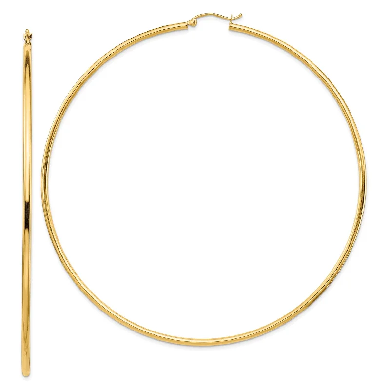 women gold earrings -14KT Yellow Gold 90X2MM Hoop Earrings