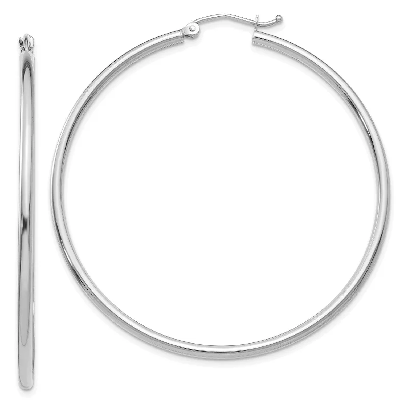 women wedding earrings -14KT White Gold 50X2MM Hoop Earrings