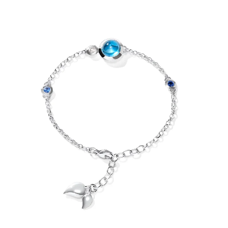 women men’s leather bracelets -Blue Topaz, Blue Sapphire & Diamond Bracelet