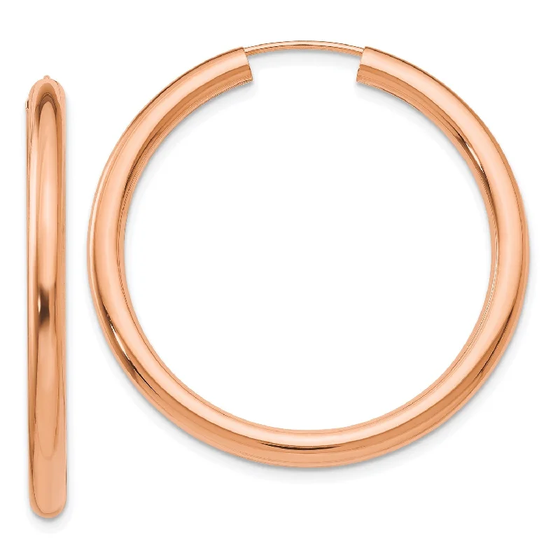 women chic stud earrings -14KT Rose Gold 34X2.85MM Endless Hoop Earrings