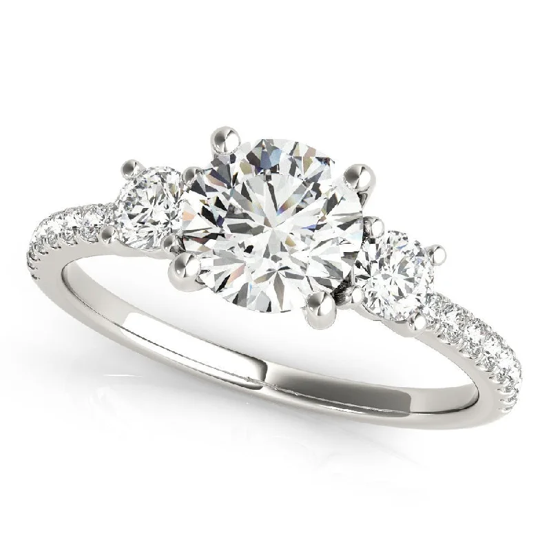 women halo engagement rings -Frisco Round Three Stone Engagement Ring