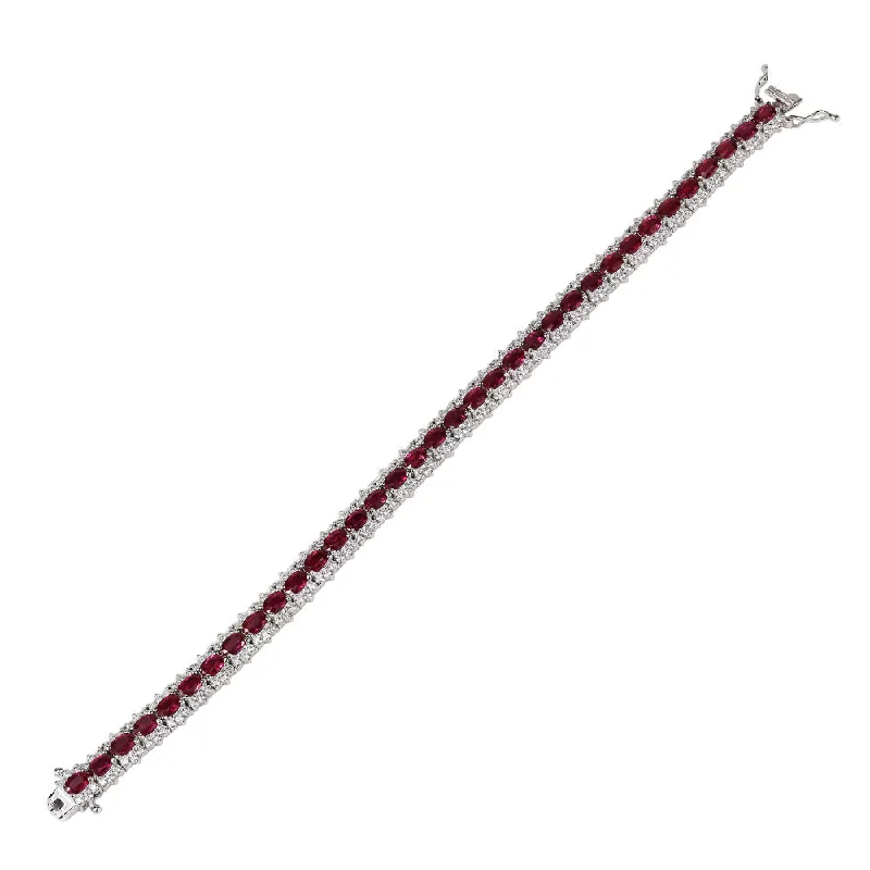 women bridal bracelets -18k White Gold Ruby & Diamond Bracelet