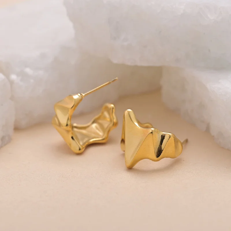 women oversized earrings -Geometric C Hoop Earrings