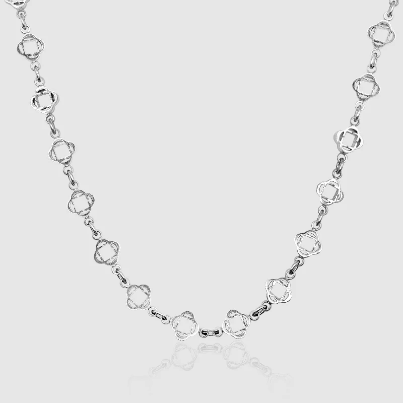 women vintage-inspired necklaces -Clover Link Necklace (Silver)