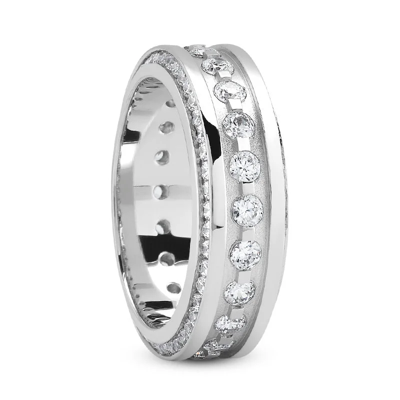 women elegant rings -Grayson Men's Diamond Wedding Ring Round Cut Beading in Platinum By Mike Nekta NYC, 9MM