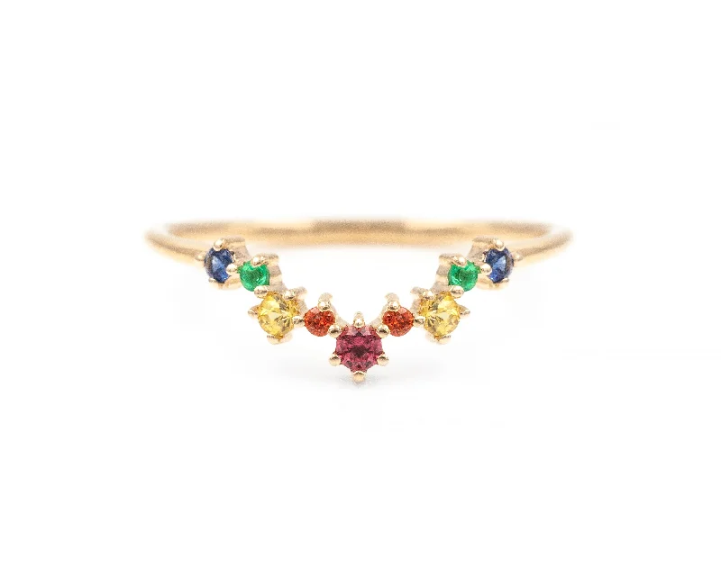 women heart-cut rings -Rainbow Aster Band