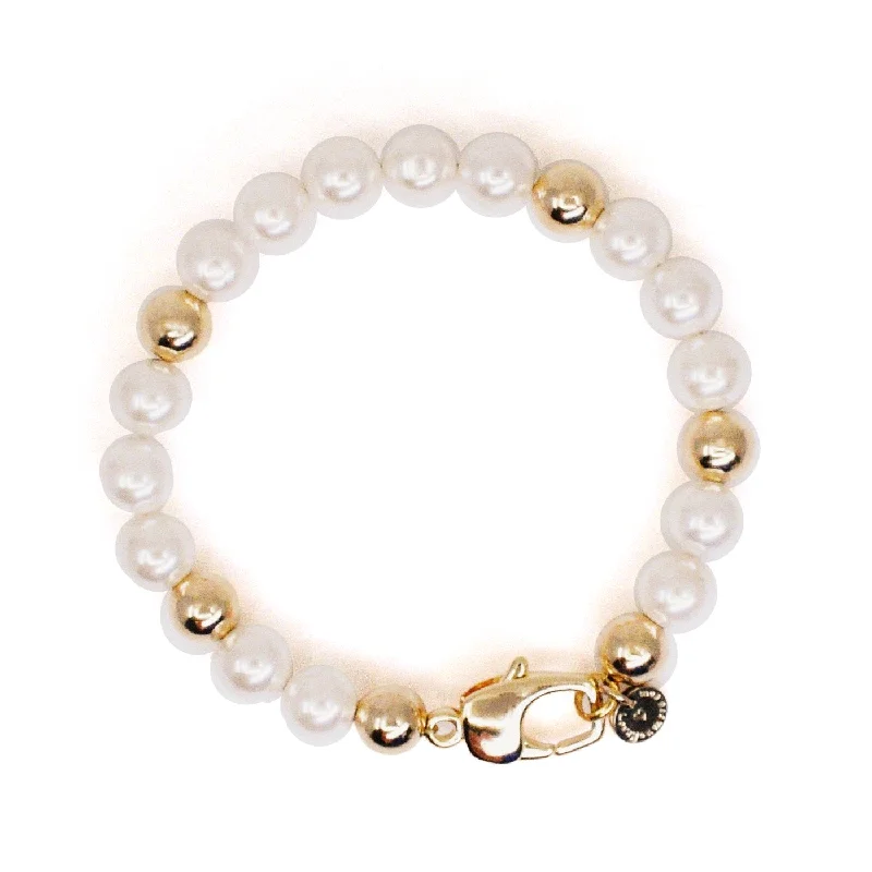 women leather bracelets -Eternity Forever Pearl Bracelet in Gold