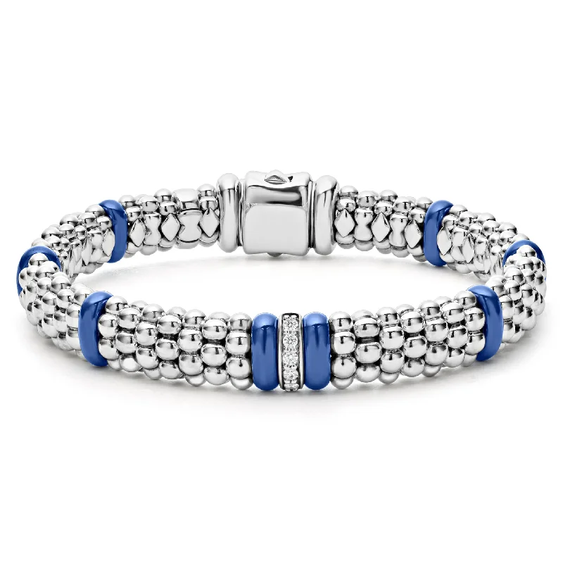 women gold tennis bracelets -Lagos Blue Caviar Single Station Diamond Bracelet