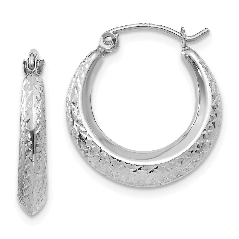 women handmade earrings -14KT White Gold 19X18MM Hoop Earrings