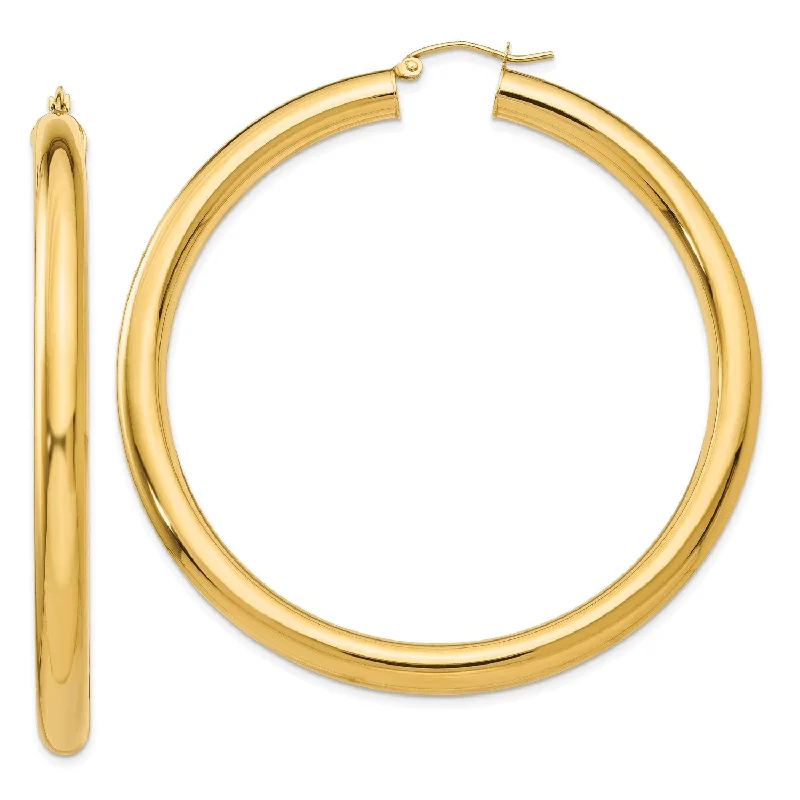 women luxury hoop earrings -14KT Yellow Gold 60X5MM Hoop Earrings