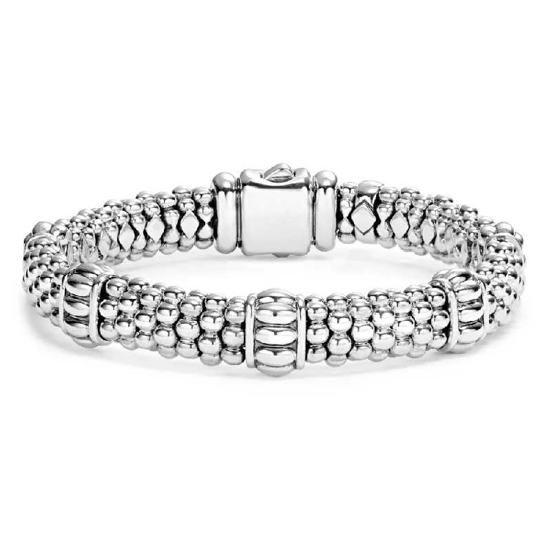 women bangles sets -Lagos Signature Caviar Fluted Beaded Bracelet, 9mm