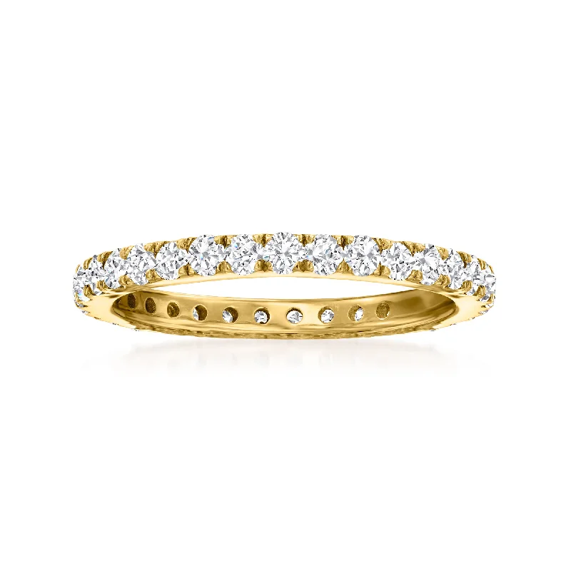 women modern engagement rings -Ross-Simons Diamond Eternity Band in 14kt Yellow Gold