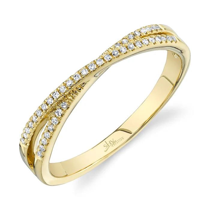 women unique rings -Shy Creation .09ctw Diamond X Band