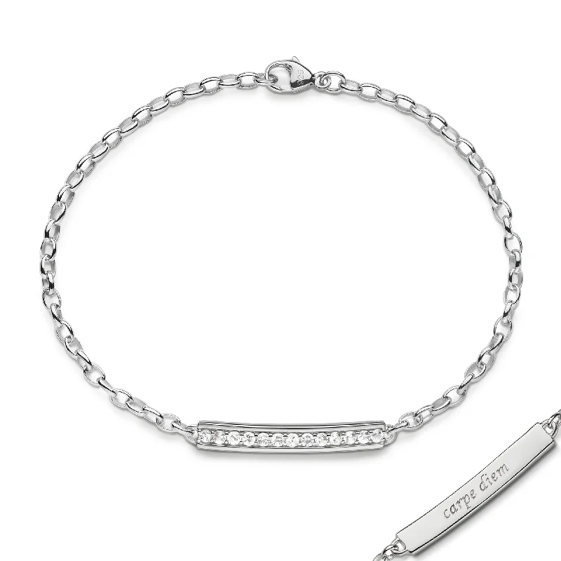 women bangles -"Carpe Diem" White Sapphire Poesy Bracelet