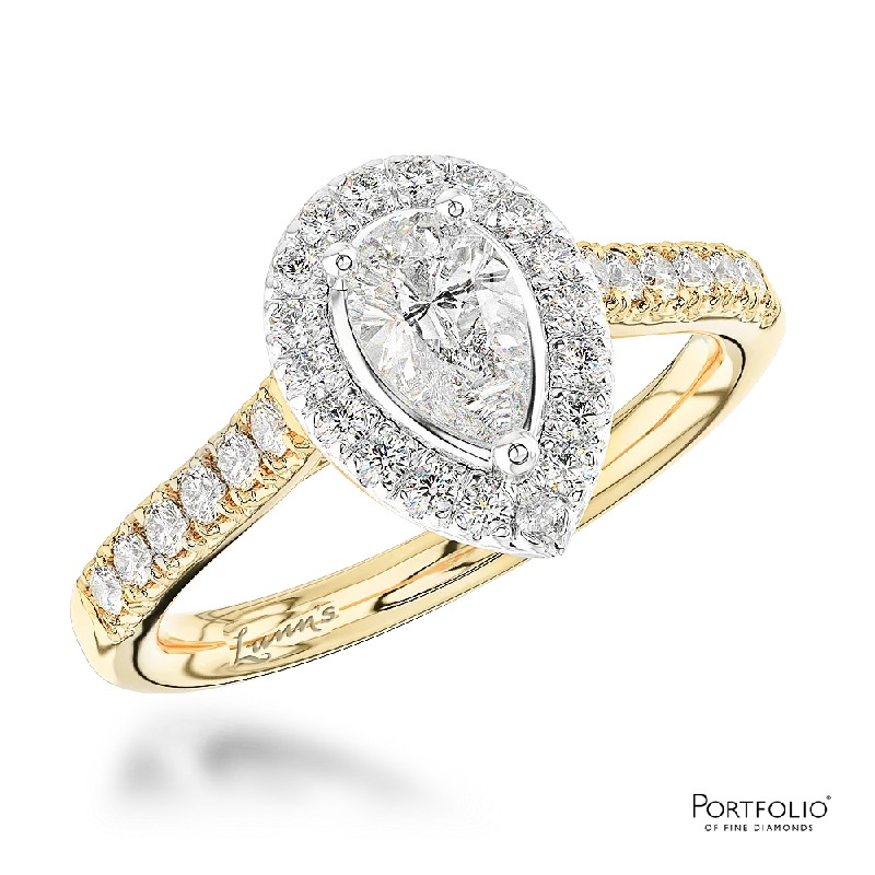 women unique engagement rings -Cluster 0.30ct D SI1 Diamond Yellow Gold/Platinum Ring