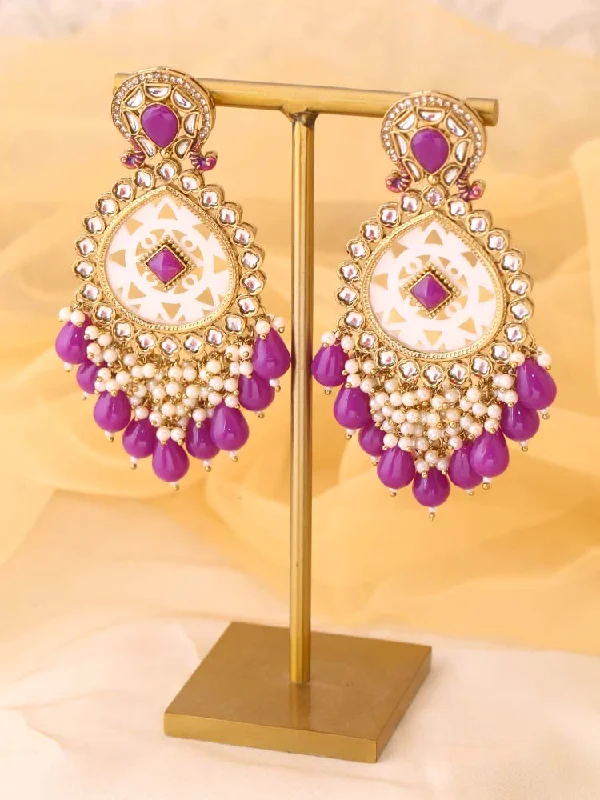 women high-end earrings -Purple Bani Chandbalis